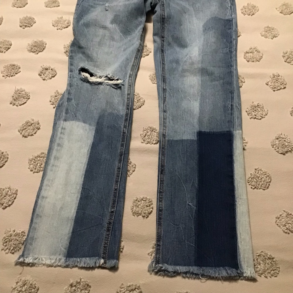 Aeropostale Ankle Straight Jeans. Distressed,Frayed Hem, Color Blocking.  Sz 2 - Picture 2 of 11